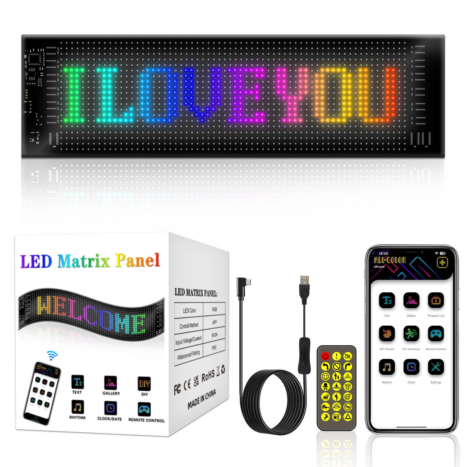 Picture of Cross border hot selling car led smart soft screen light wireless APP expression display car rear window LED advertising light