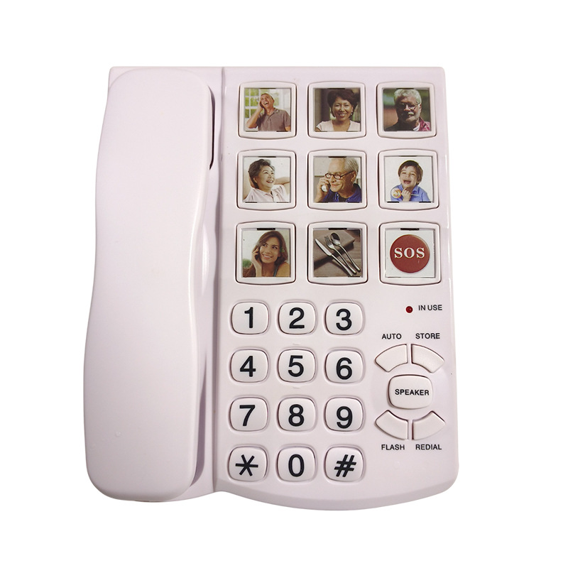 Picture of Cross-border special for wired fixed telephone set with one key to pull out the big volume button with rope for the elderly telephone set with hands-free