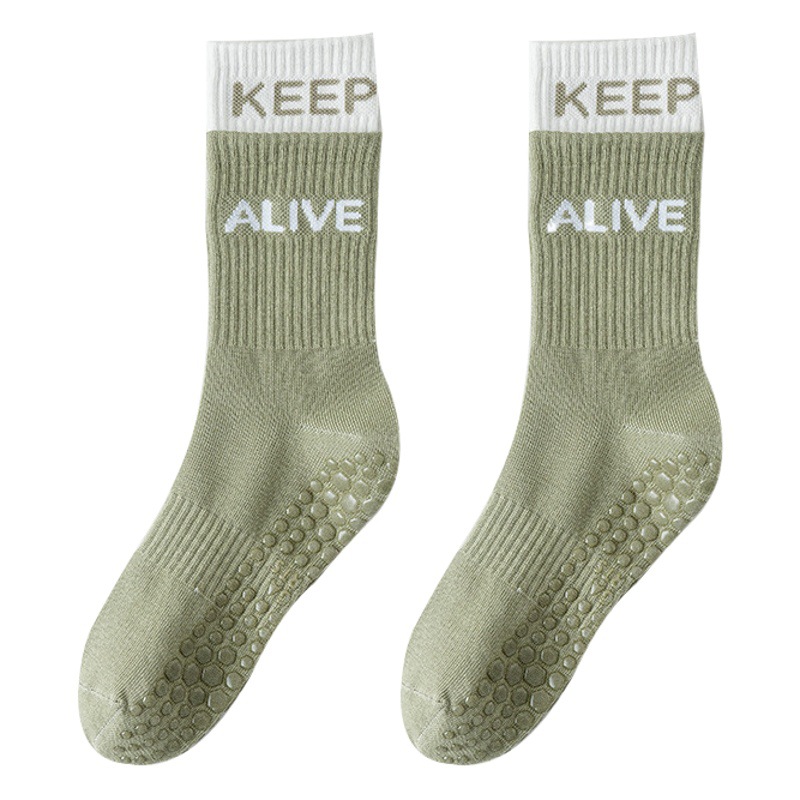 Yoga socks women's summer thin mid-tube non-slip combed cotton sports Pilates socks spring and autumn shark pantyhose