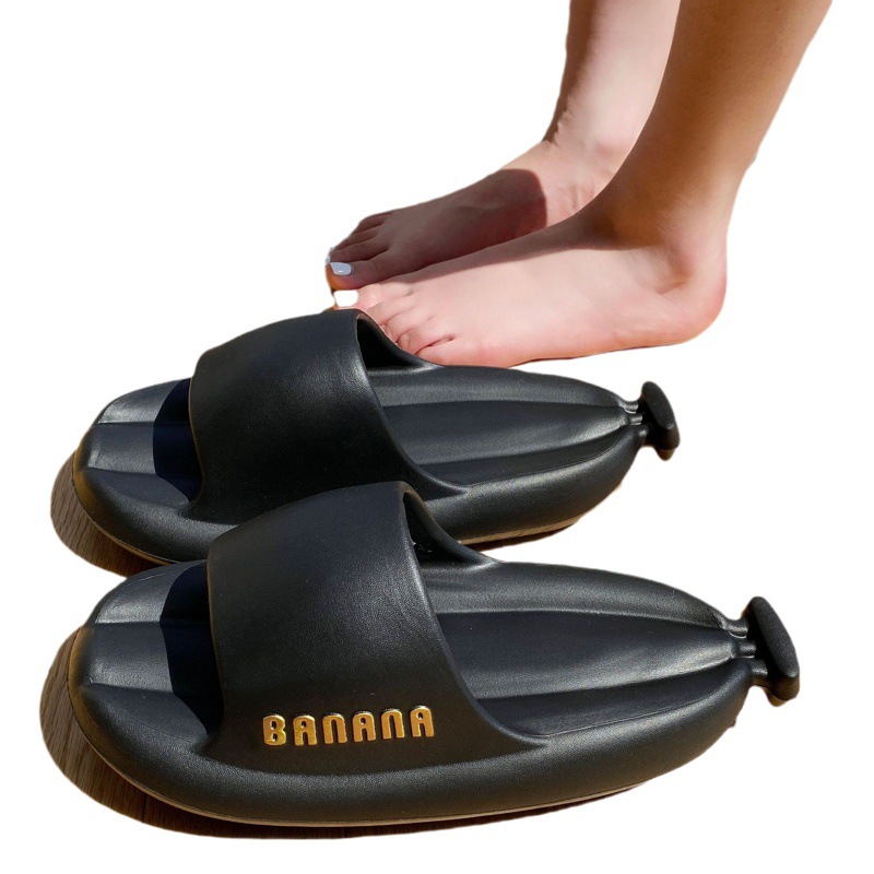 Banana Slippers Eva Poop-Feeling Banana Shoes Thick-Soled Slippers for Women to Wear When Going Out, Soft-Soled Non-Smell Non-Slip Slippers