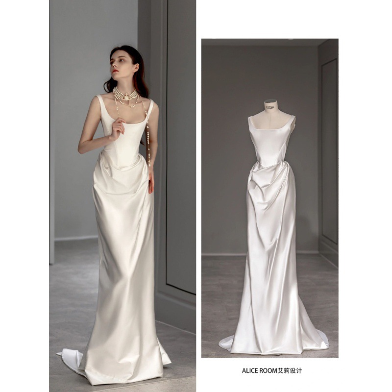 Picture of Satin Light Wedding Dress for Banquet Alice Same Delivery Zhao Ruth Same High-end Bride of Empress Dowager