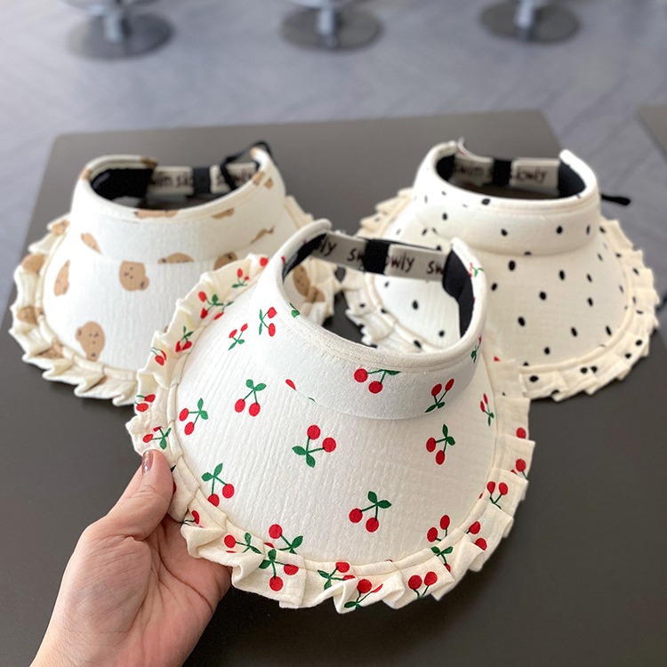 Picture of Children's Hat Summer Korean Style Girls' Lace Big Eave Sunshade Empty Top Hat Baby Female Travel Sunscreen Baby Sun