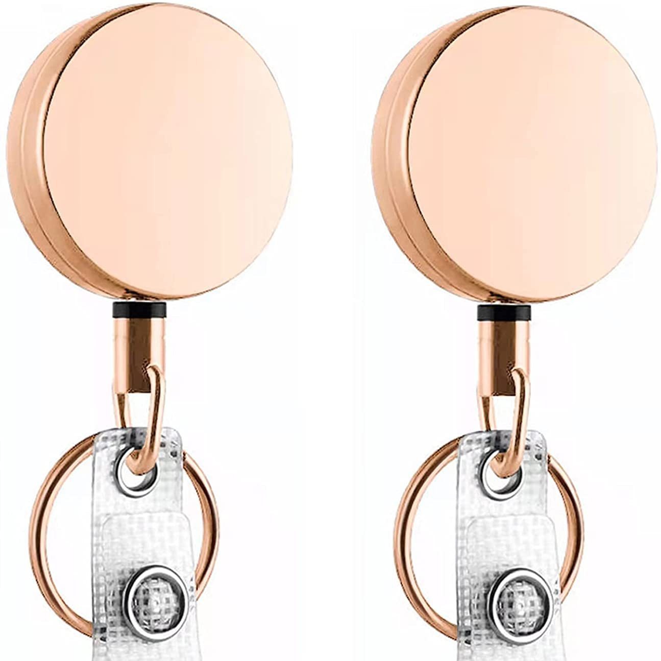 New Rose Gold Retractable High Rebound Easy Pull Buckle Zinc Alloy Easy Pull Anti-Lost Badge Reel