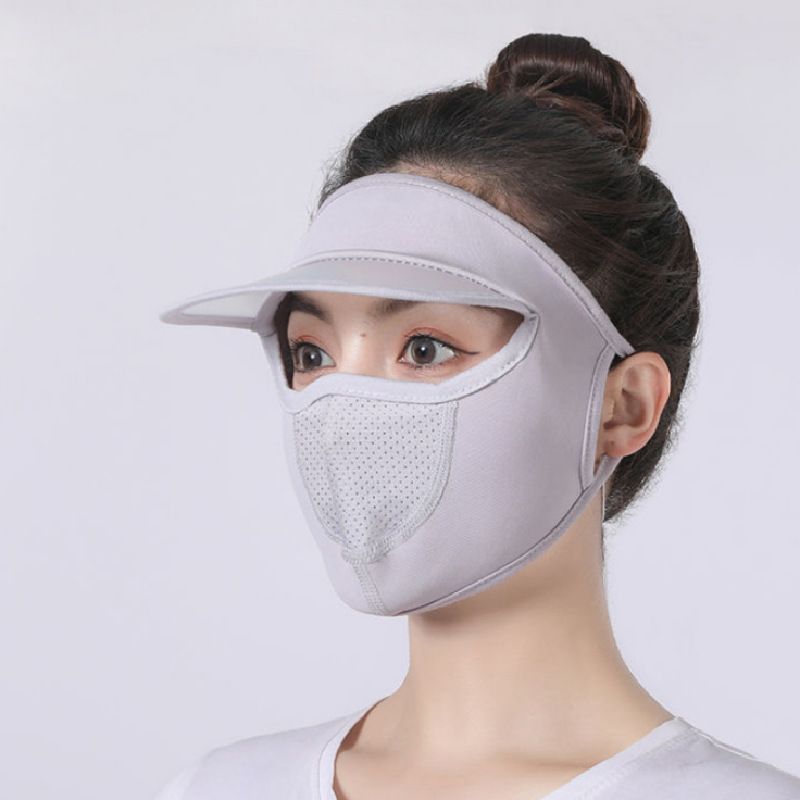 Picture of Summer big sale New Ice Silk thin sunscreen mask with hat brim breathable washable sunshade mask for men and women