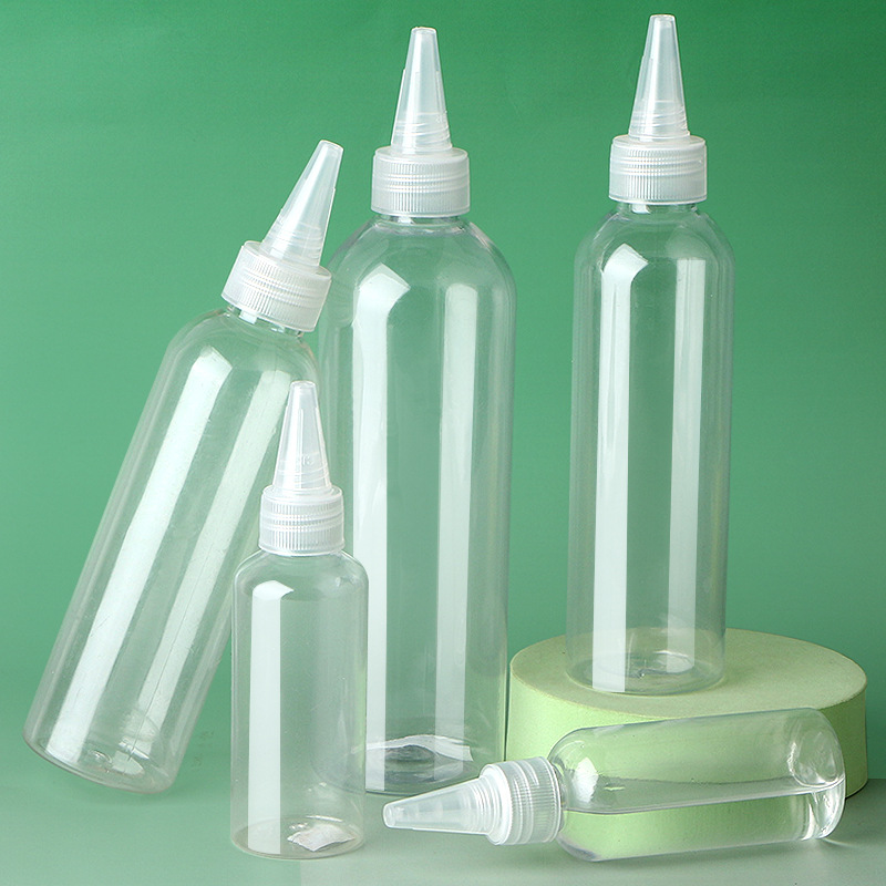Transparent pointed mouth squeeze bottle 50 100ml PET plastic bottle pigment split color bottle emulsion split bottle