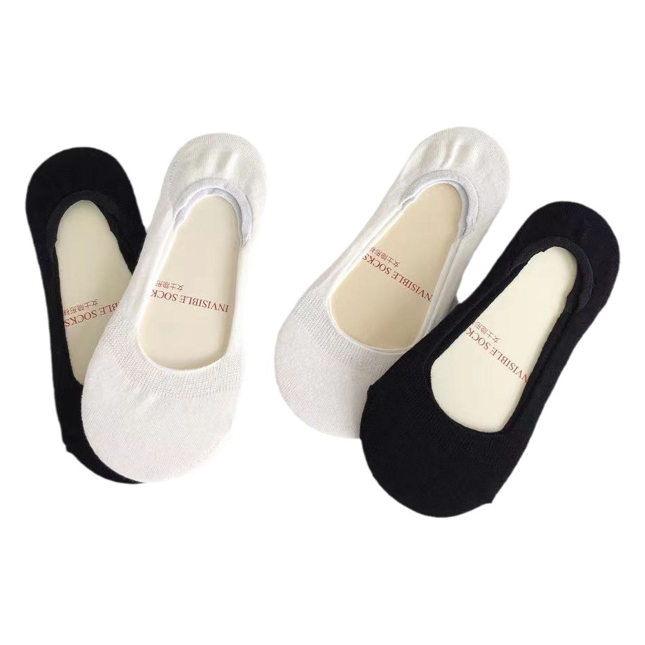 Socks Women's Summer Thin Boat Socks Non-Slip Non-Falling Invisible Socks Short Socks Breathable Black and White Low-Cut Socks Cotton Feel