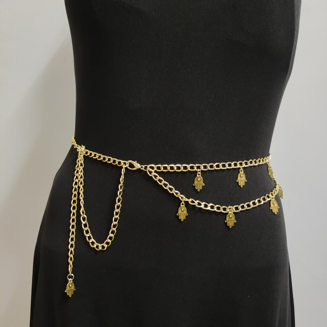 European and American Cross-Border Punk Style Retro Palm Waist Chain Metal Pendant Women's Skirt Waist Chain Versatile Clothing Decoration