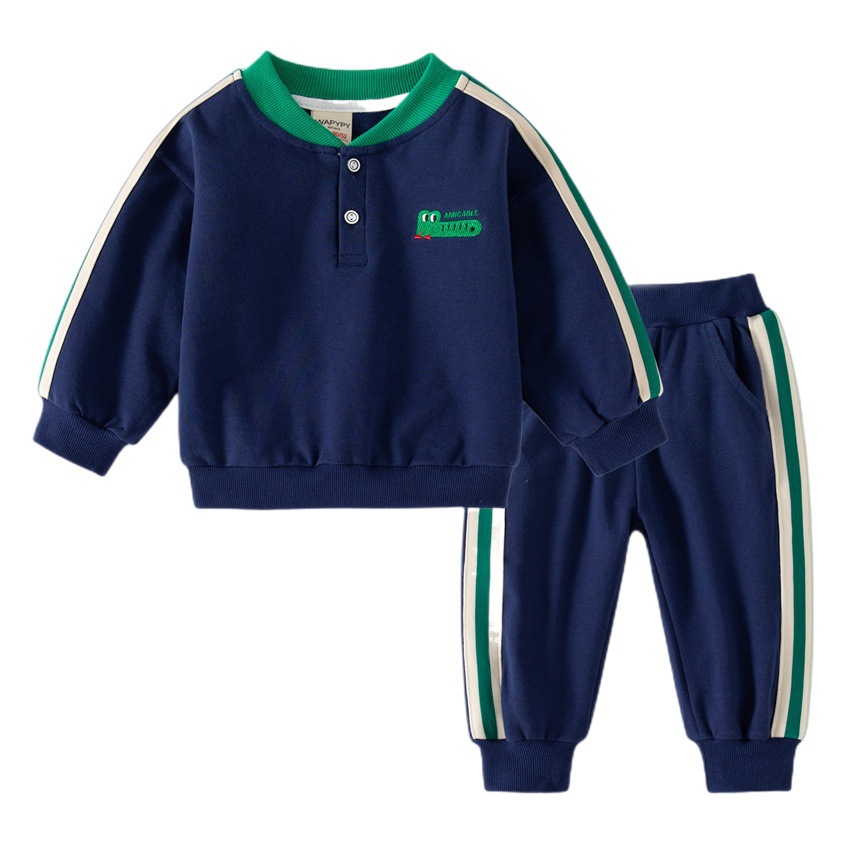 Children's Casual Suit 2023 New Spring and Autumn Children's Clothing Boys' Sweatshirt Pants Two-piece Baby Wide Shoulder Suit Trendy