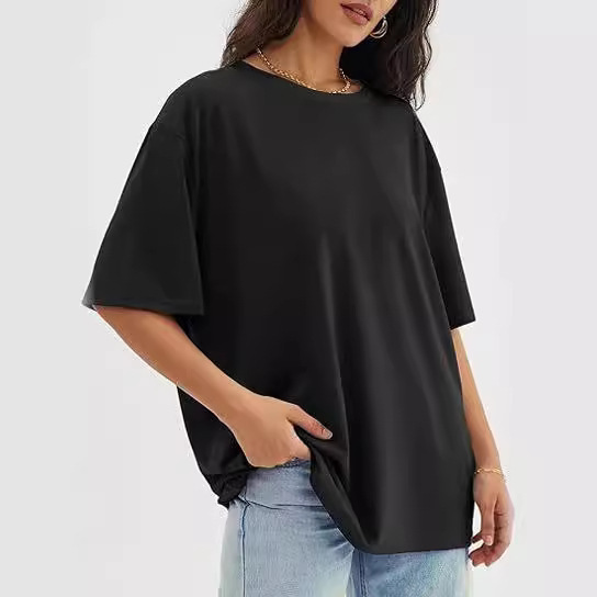 Picture of 2024 Cross-border Foreign Trade Amazon wish European and American Women's Summer New Round Neck Loose Casual Short-sleeved T-shirt Women