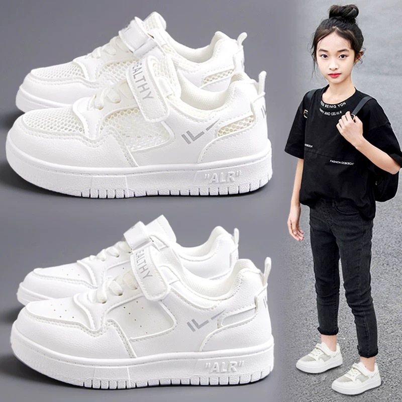 Children's Shoes White Shoes 2025 Summer Breathable Boys' Sports Mesh Shoes Girls Students' Children's Day Performance Campus Sneakers