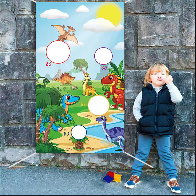 Cross-border New Dinosaur Park Cartoon Game Sandbag Flag Poster Children Fun Throwing Flag Design Printing