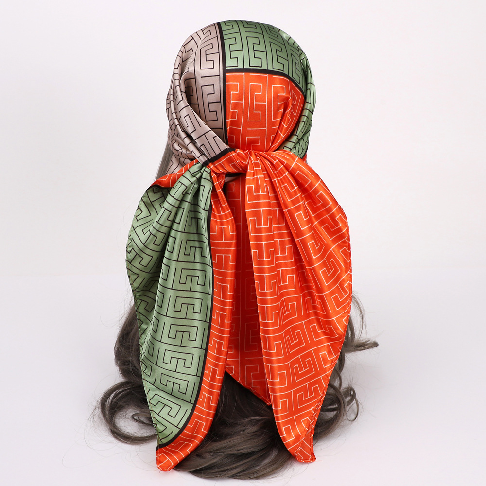 Picture of Simulated Silk Scarf Women's Headscarf 90*90cm Square Scarf Pattern Scarf Shawl European and American Cross-Border Scarf Wholesale