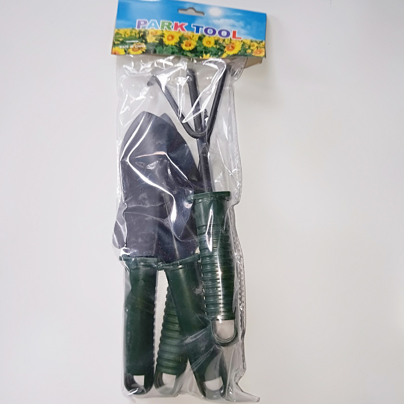 Picture of Garden and gardening combination set tools green non-slip plastic handle wide and narrow shovel fork rake shovel four-piece flower shovel