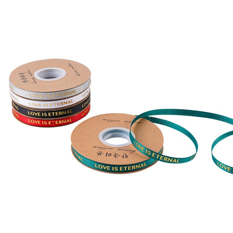 1cm English Ribbon Flower Ribbon Ribbon Bronzing Cake Tie Gift Baking Bundle Thread Rib Belt