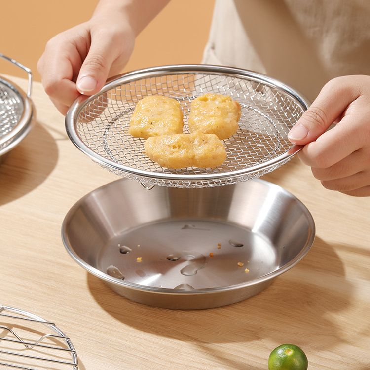Picture of Household oil draining rack fried strainer oil control rack stainless steel filter screen kitchen oil draining bracket strainer wholesale