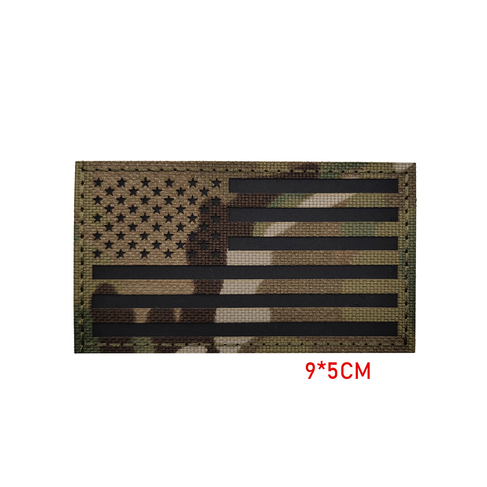 Picture of Haike Outdoor Infrared Reflection US Flag Velcro Laser Cutting Red and Blue Line Stars and Stripes Flag Bag with Stamps M00004
