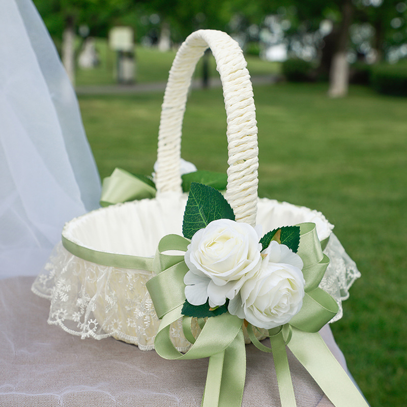 Western-style wedding supplies wedding flower girl flower flower basket petals blue wedding decoration bridesmaid hand basket