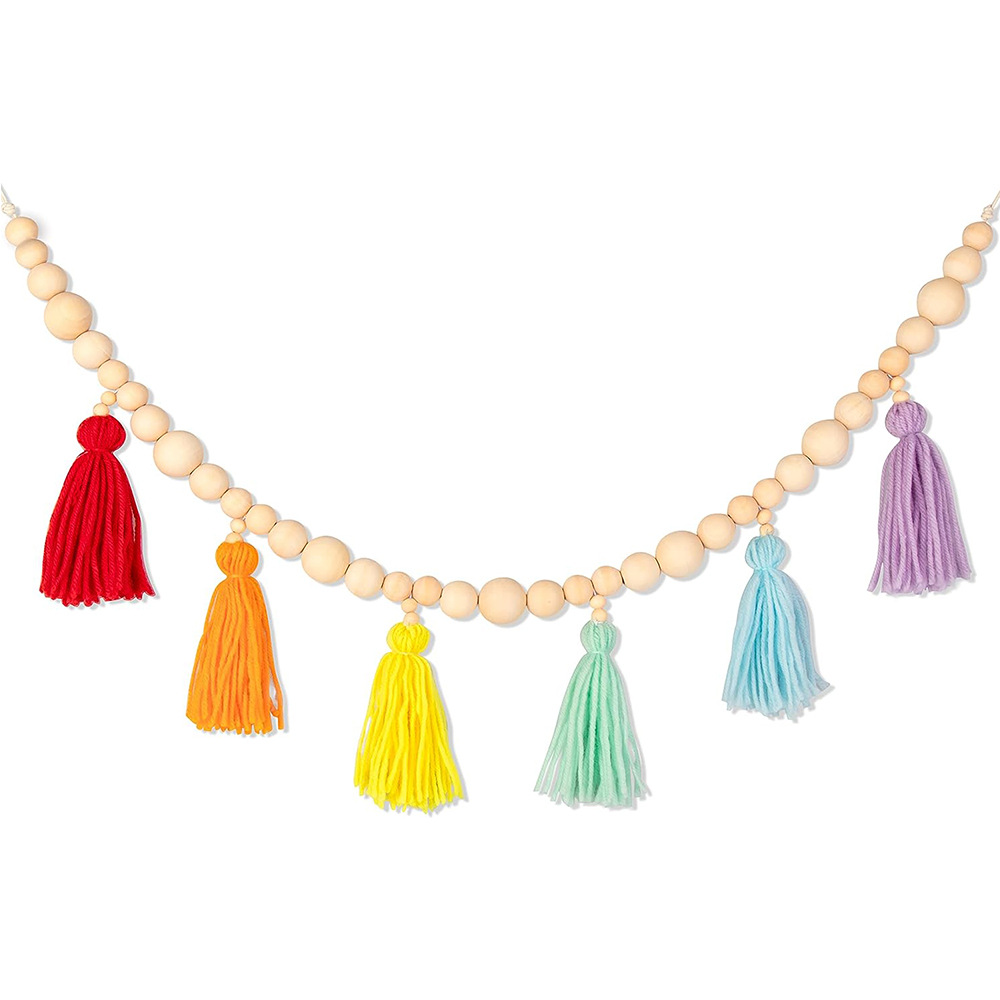 Cross-border beaded tassel rainbow tassel wall hanging wall decoration banner Garland nursery classroom children's room decoration