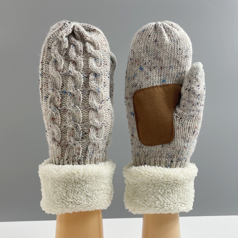 Touch Screen Knitted Wool Bag Set for Men and Women Autumn and Winter Outdoor Windproof Warm Thickened Adult Fleece-lined Wool Gloves