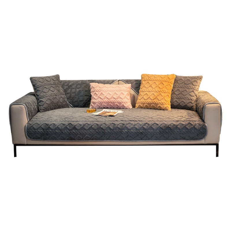 Cotton Velvet Sofa Cover Cover Modern Simple Sofa Cushion Non-Slip Cushion Winter Plush Cushion Full Cover Cloth Cover Towel
