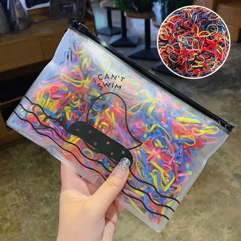 Picture of Children's headdress disposable rubber band women's black hair band high elastic hair rope hair accessories do not hurt hair rope wholesale