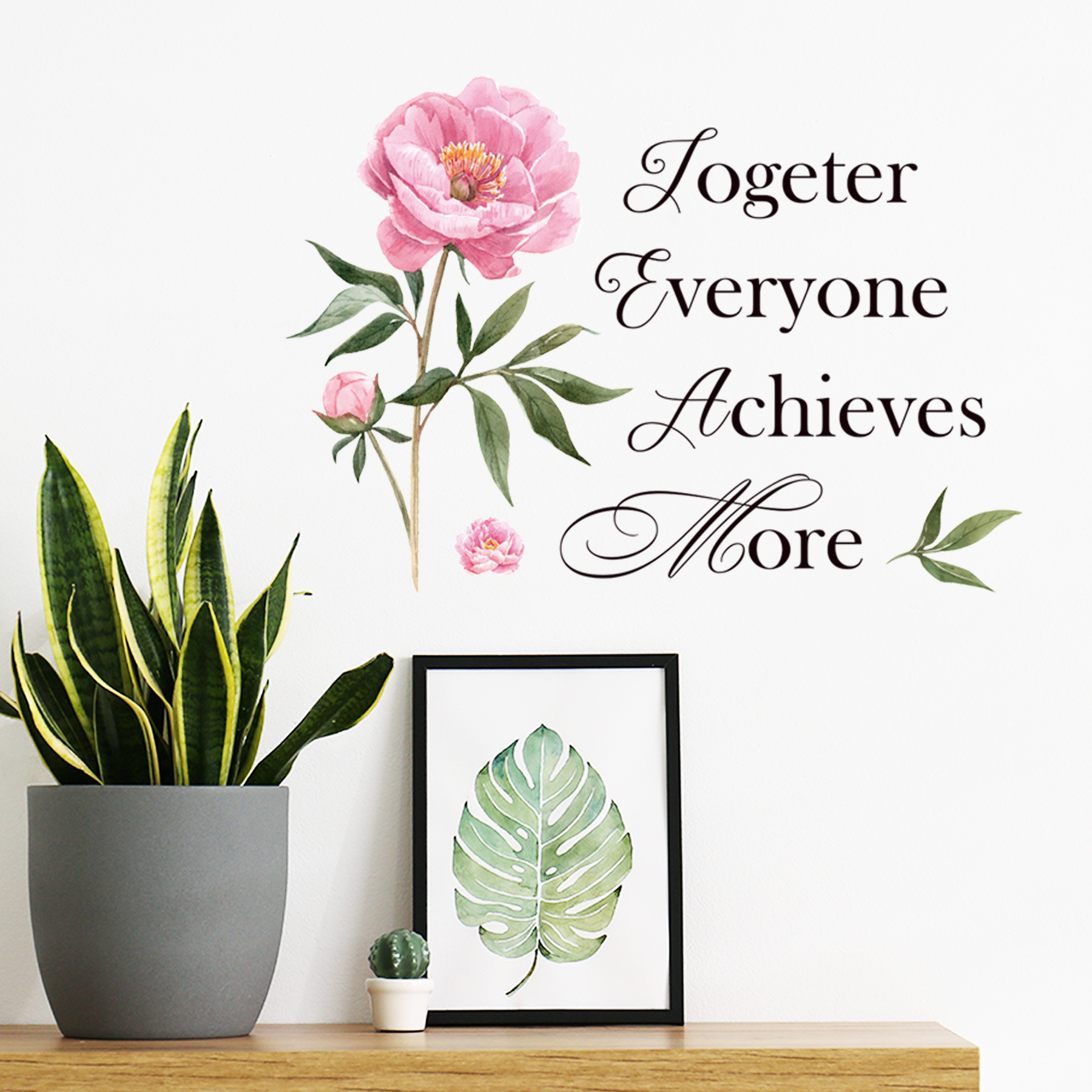 everyone Flowers English Poems Cross Border Removable Living Room Bedroom Study Home Decoration Wall Stickers MUP1731