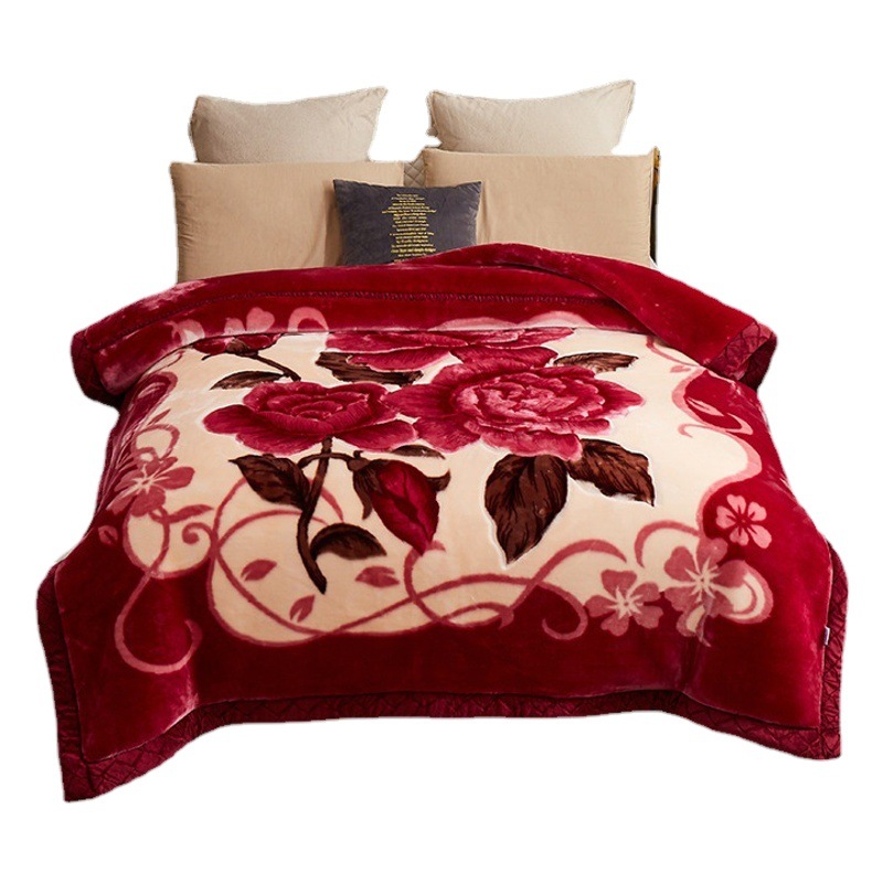 High-end Raschel blanket double-layer thickened warm super soft cloud blanket blanket wedding red blanket gift wholesale