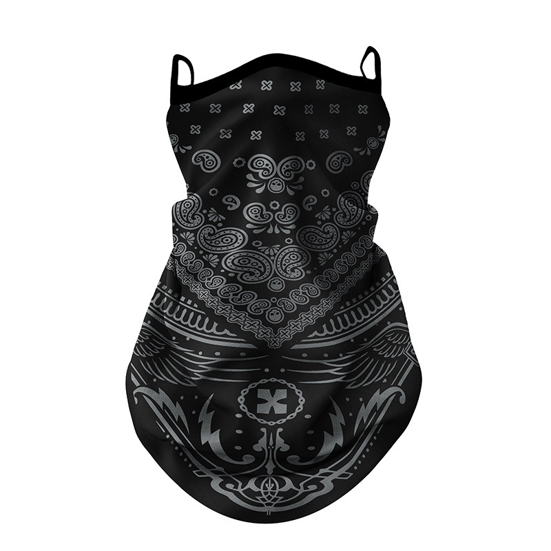 Sun Protection Mask Ice Silk Motorcycle Riding Headscarf Thin Ear-Hanging Retro Motorcycle Hip-Hop Face Towel Ice Sleeve Suit Summer