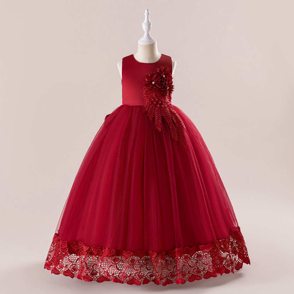 Picture of European and American New Children's Dress Long Flower Show Dress Princess Dress Flower Girls Dress Wedding Dress