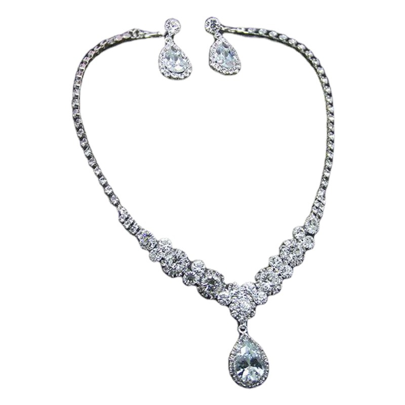 Wedding Wholesale Women Necklace Earrings suit Bride Wedding Dress Necklace Dinner Banquet Jewelry