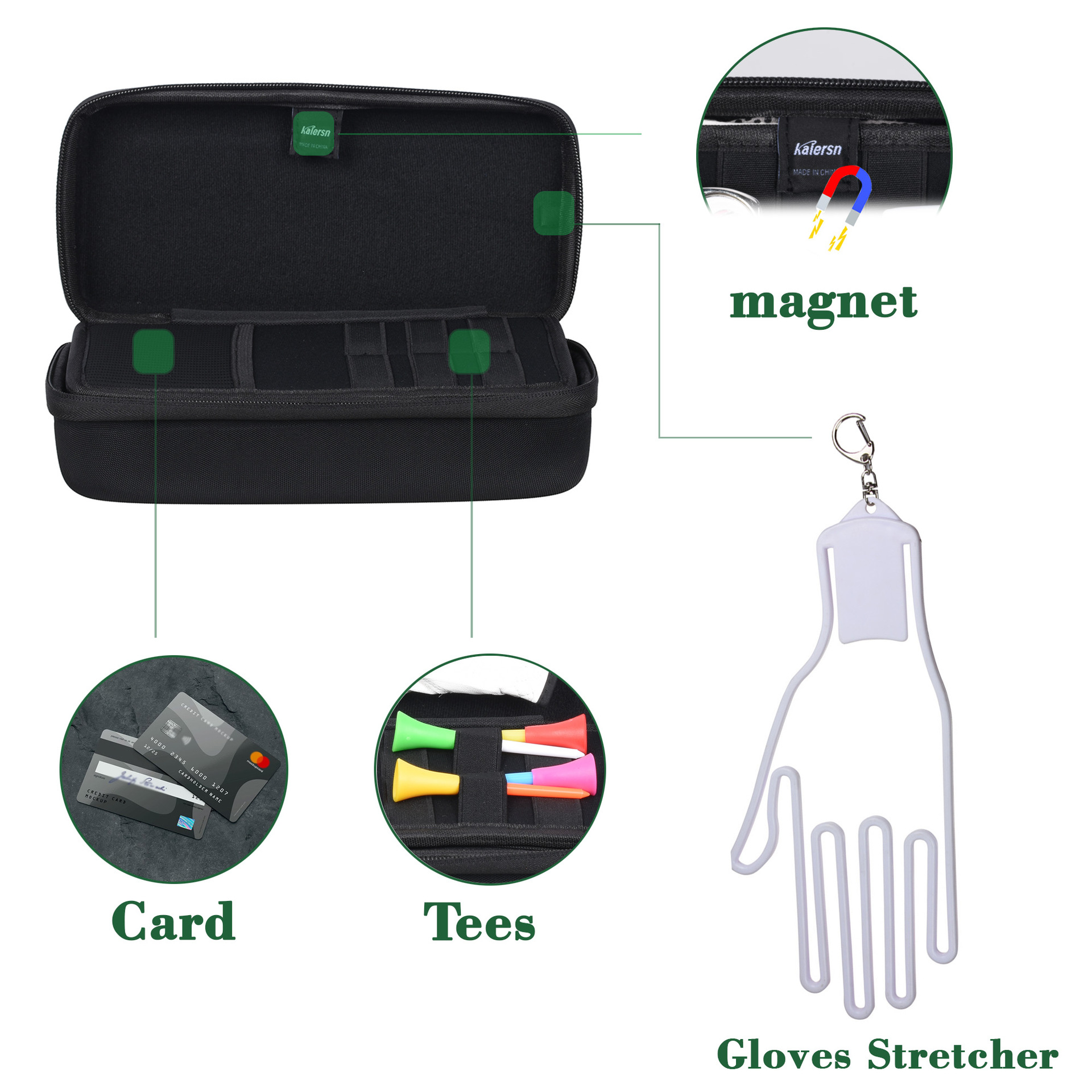 Golf Gloves Storage Bag Golf Accessories Storage Box EVA Hard Shell Portable Accessories Box GOLF Accessories