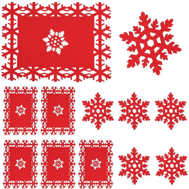 Picture of Cross-border supply felt meal coasters Christmas table decorations creative hollow non-slip thermal insulation felt table mat