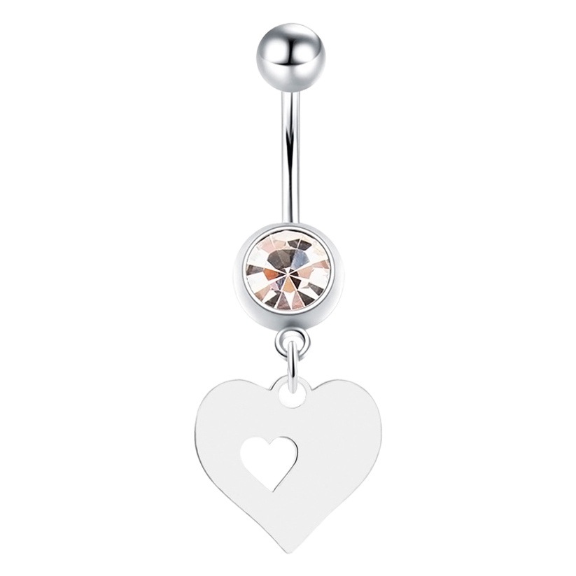 Simple pure stainless steel peach heart Hollow cross-border e-commerce 316 stainless steel 1.6 thick navel nail navel ring colorfast