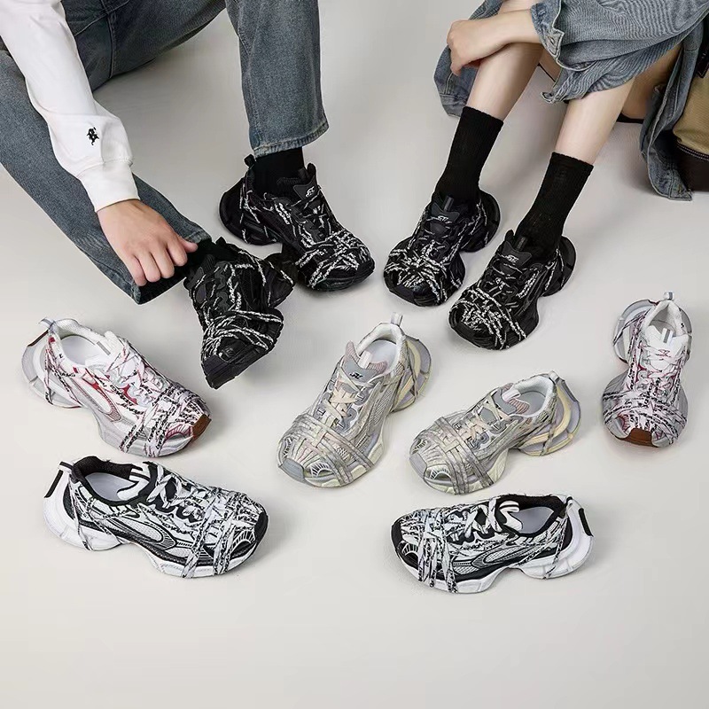Paris Spider Woven Strap Letter Dad Shoes Women's 2025 Summer New Style Old Thick Sole Mesh Breathable Sports Shoes