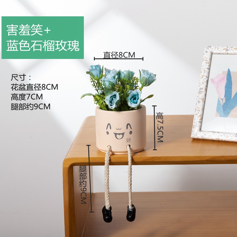 Picture of Creative Expression Hanging Feet Doll Ceramic Flower Pot Artificial Flower Potted Plant Green Plant Indoor Balcony Desktop Decoration Crafts