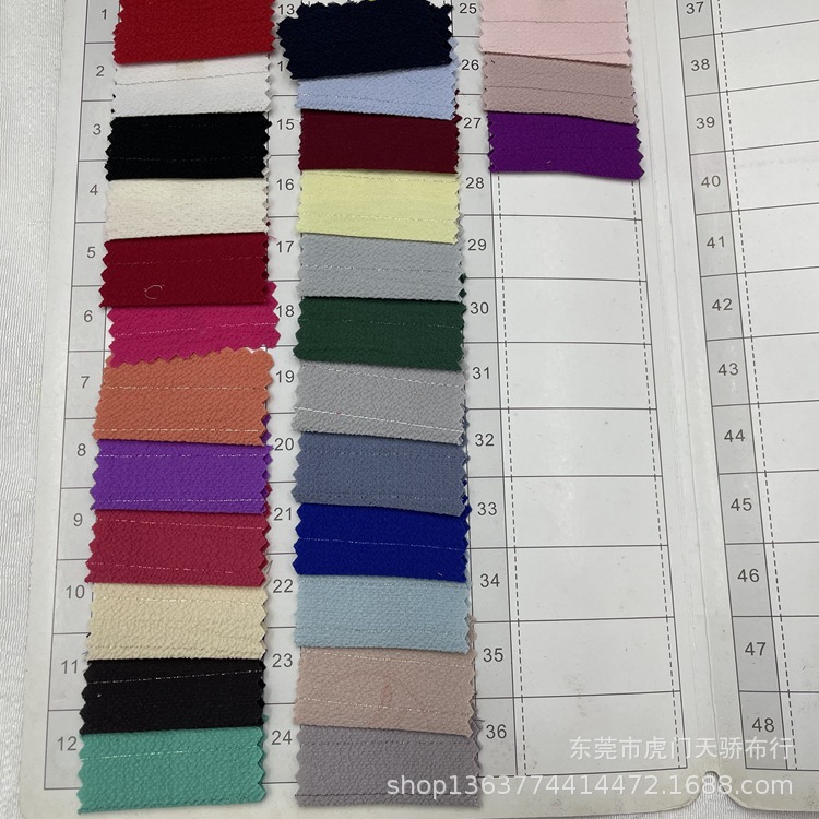 Spot supply woven polyester silver silk horizontal fabric Paris wrinkled silver silk chiffon fabric dress fabric