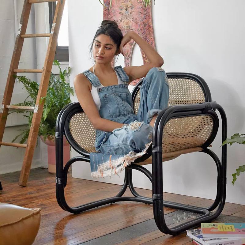 Nordic Rattan Sofa Chair Combination Indoor Homestay Style Indonesian Rattan Double Chair Casual Simple Rattan Chair