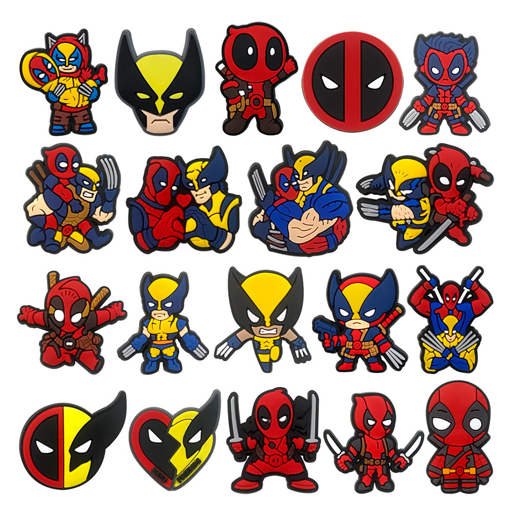 suit Deadpool and Wolverine Hole Shoes Shoes Flower Accessories Cartoon Cute Hole Shoes Flower Shoes Buckle
