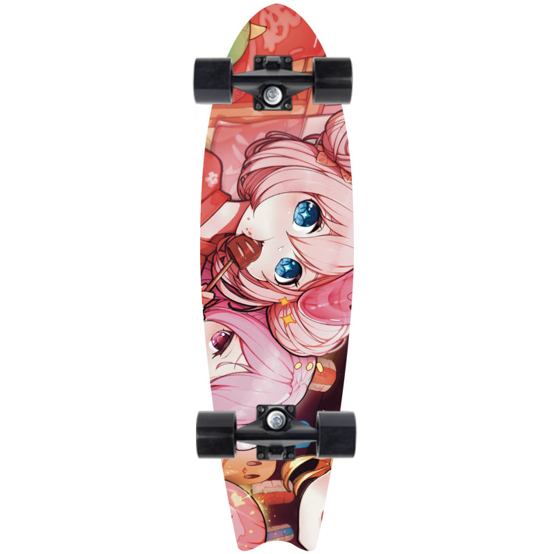 Picture of 28 inch maple small fish Board children Brush Street road beginners four-wheel skateboard single rocker skateboard