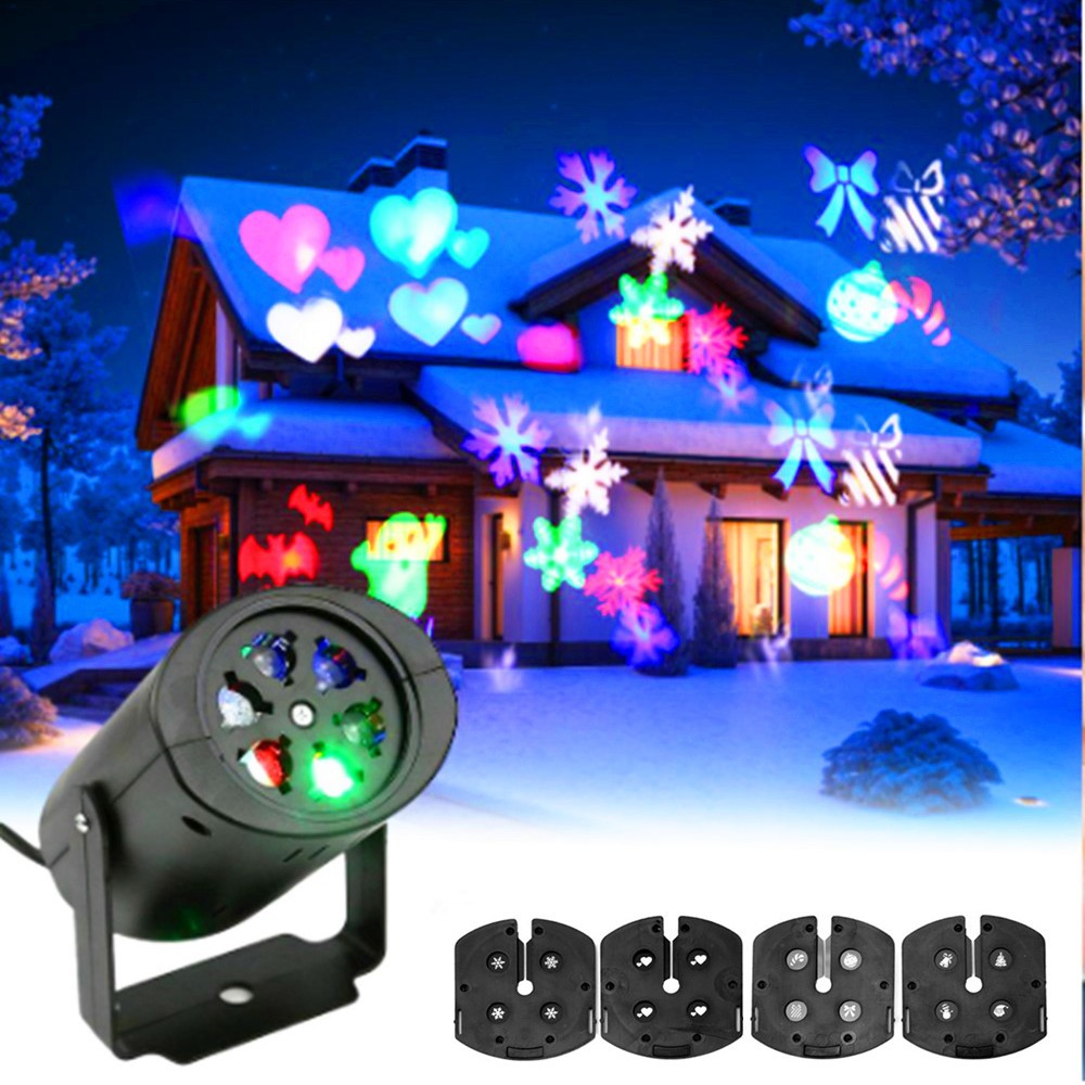LED snowflake projection lamp 12 Feilin Christmas pattern light Halloween containing 4 kinds of graphics flash laser stage light