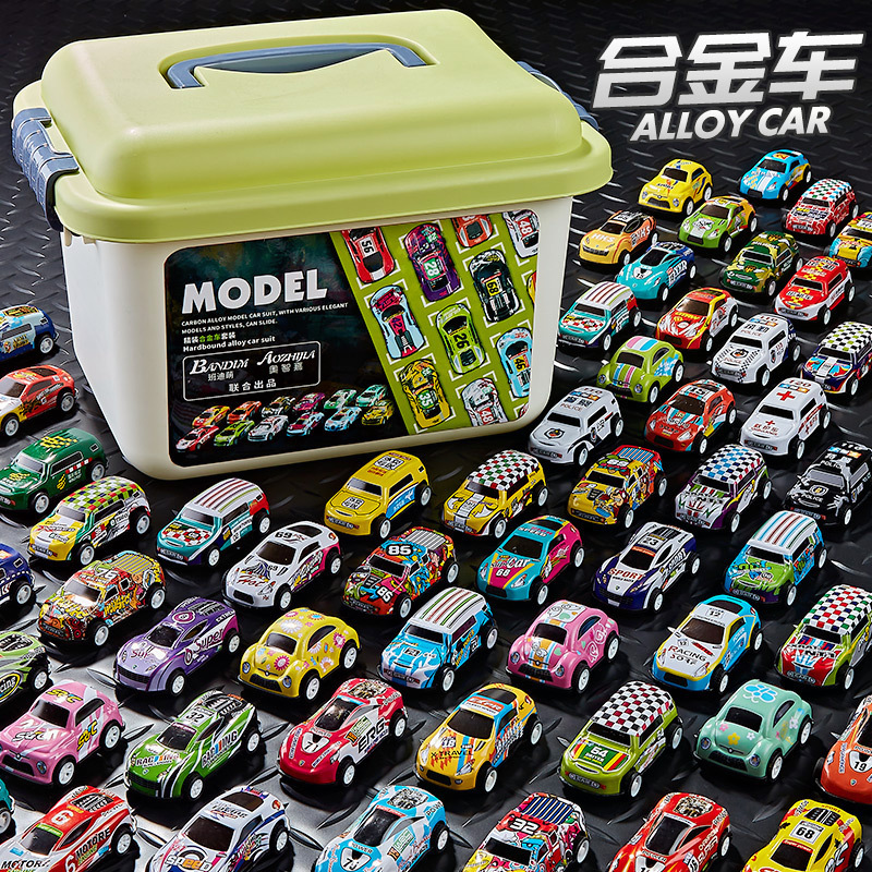 Mini Alloy Iron Car Pull-Back Car Container Set Children's Boy Sliding Toy Racing Model