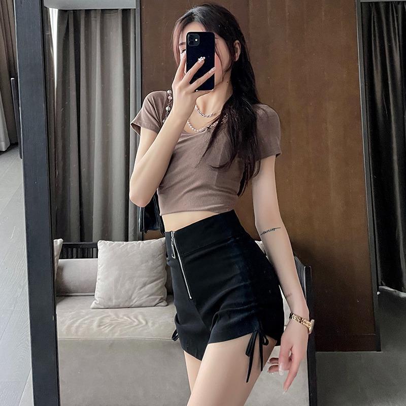 Picture of Fall 2023 high waist slimming drawstring casual pants hot pants hot girl shorts Women's Small design sense niche pants