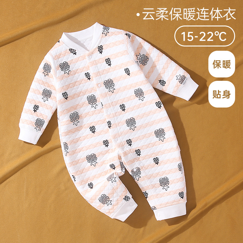 Picture of Baby Padded Cotton Jumpsuit Spring and Autumn Style Warm Winter Unisex Baby Sleepwear Romper Outfit National Trend