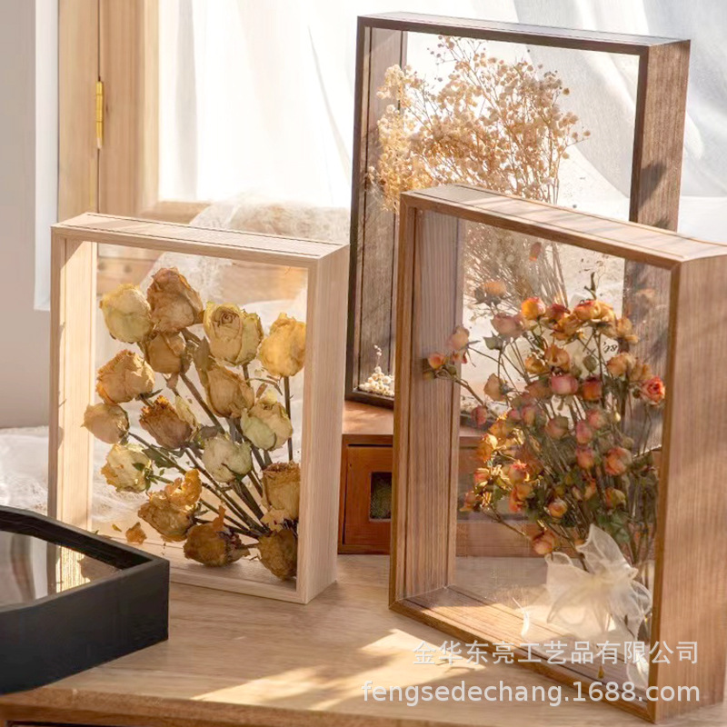 Picture of Dried flower photo frame double-sided transparent frame wholesale DIY three-dimensional hollow handmade creative dry rose photo frame manufacturers