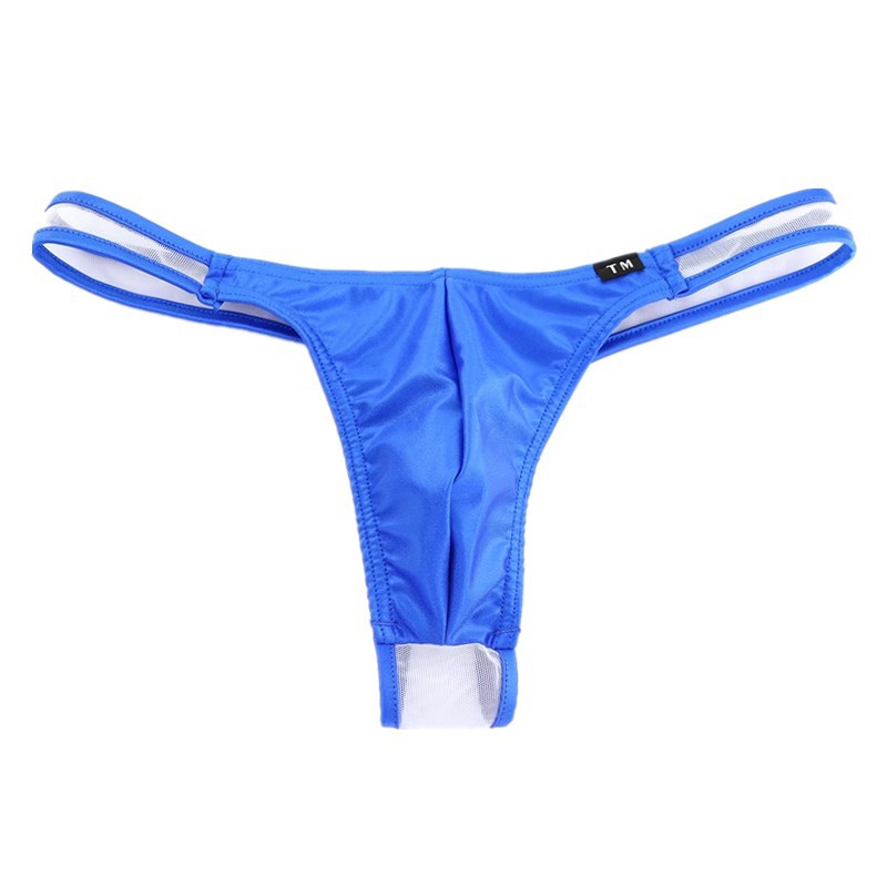 Men's thong low waist sexy pants high elastic thin ice silk breathable Men's T pants bag men's single Ding back Ding mesh