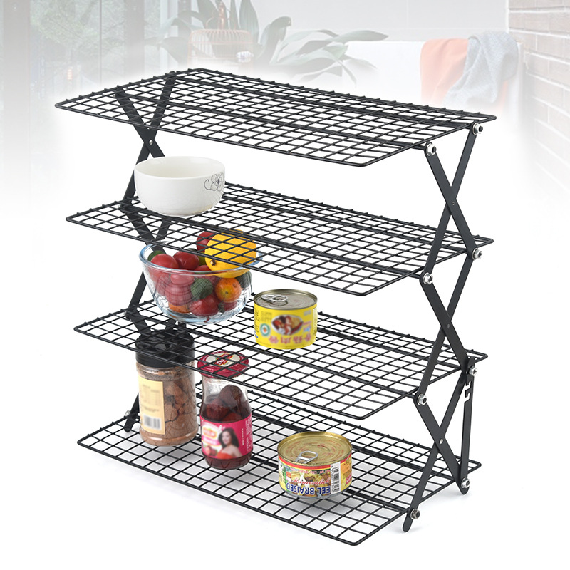 Picture of Outdoor Camping Dining Rack Iron Rack Storage Portable Storage Rack Picnic Rack Foldable Table Three-layer Four-layer
