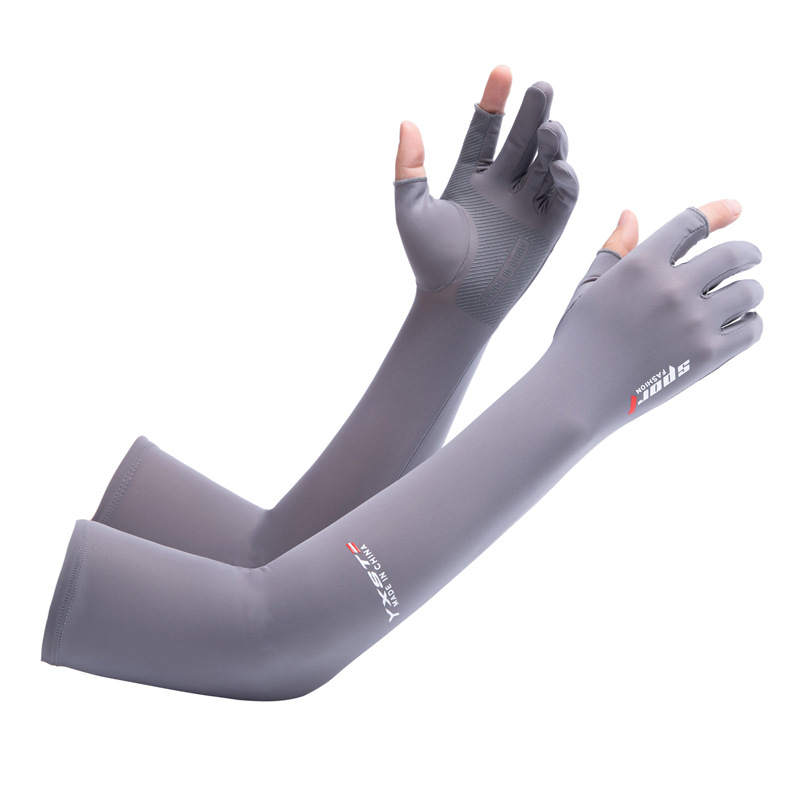 Picture of Sun Protection Gloves Men's Summer Fingerless Thin Ice Silk Driving Long Fishing Takeaway Half Finger Women's Summer Cycling