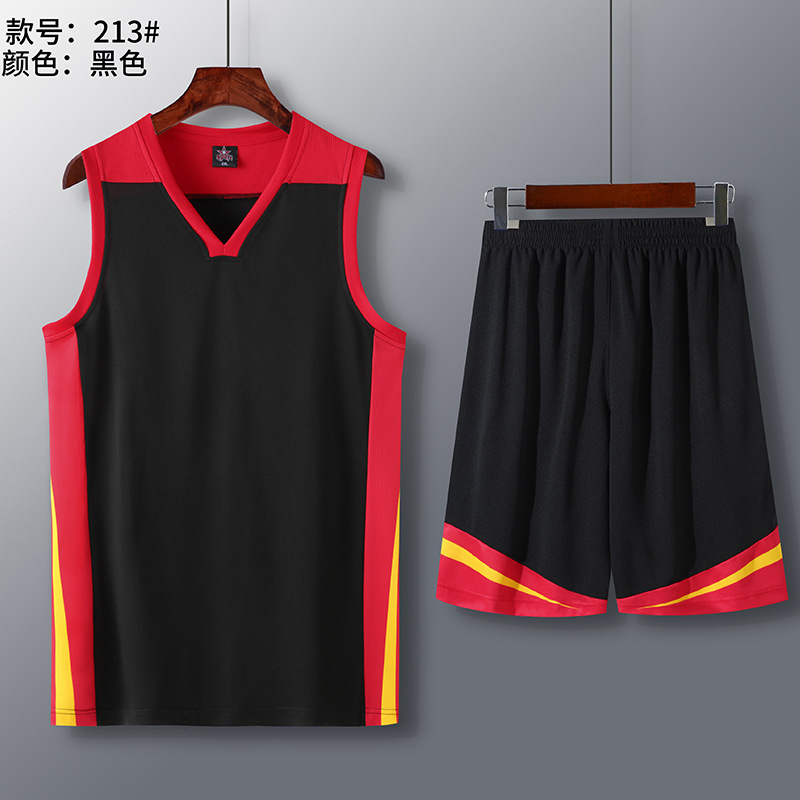 Picture of Summer new dry breathable outdoor sports training V-neck contrast basketball suit strength manufacturers wholesale printing