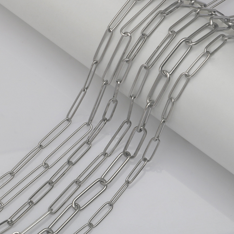 Picture of Stainless steel oval cross chain interlocking bracelet necklace titanium steel diy semi-finished jewelry accessories