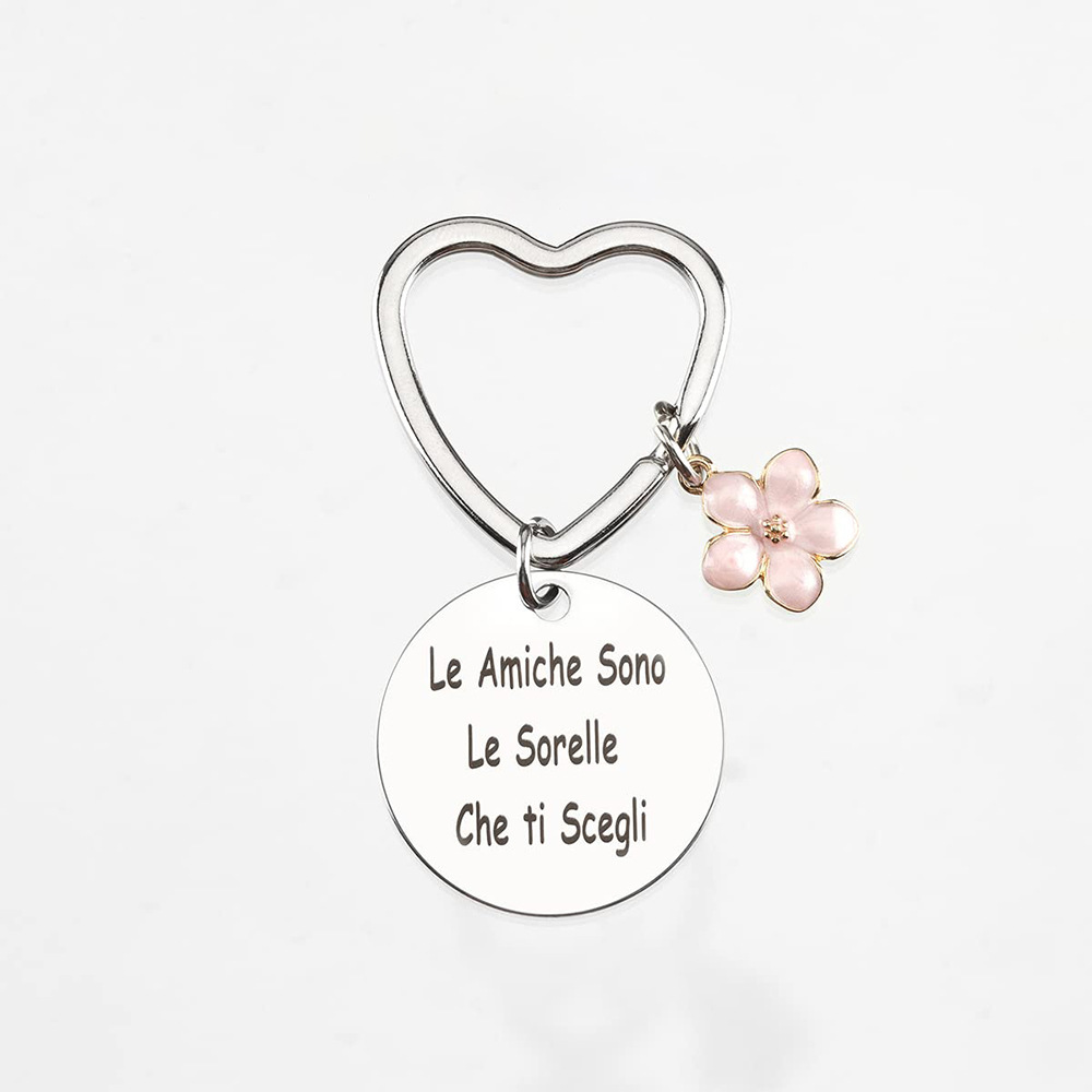 Picture of Customized German Russian Spanish Stainless Steel Keychain Commemorative Blessing Colleagues Keychain Can be customized with graphics and text